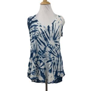 Kathmandu Tank Top Womens S Blue V Neck Tie Dye High Low Curved Hem Shirt